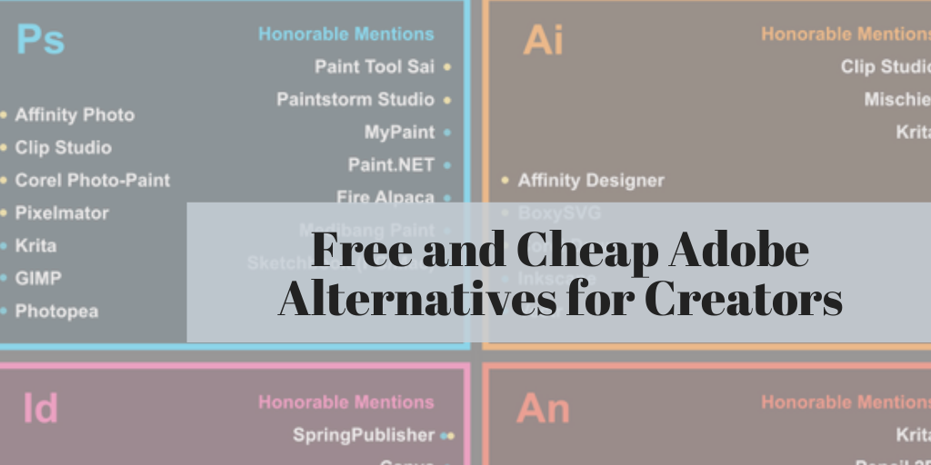 Free and Cheap Adobe Alternatives for Creators - Creator Resource Free and Cheap Adobe Alternatives for Creators - Creator Resource